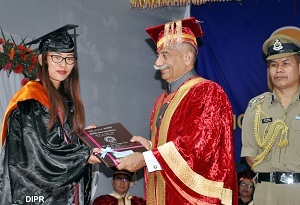 The Governor of Arunachal Pradesh Brig. (Dr.) B.D. Mishra (Retd) awarding the degree to a candidate in the   6th Convocation of the North Eastern Regional Institute of Science and Technology (Deemed University) as Chief Guest in the NERIST Campus, Nirjuli, Itanagar on 10th November 2017.